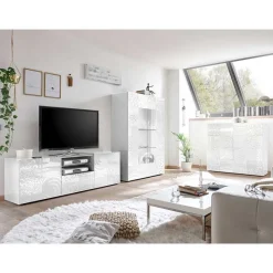 TV Wohnwand Schränke in Weiß - Vascaub (dreiteilig) Wohnwände