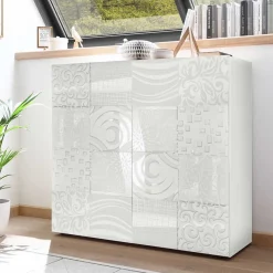 TV Wohnwand Schränke in Weiß - Vascaub (dreiteilig) Wohnwände