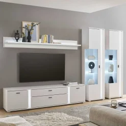Outlet TV Wohnwandmöbel in Weiß Set - Tirol (vierteilig) Wohnwände