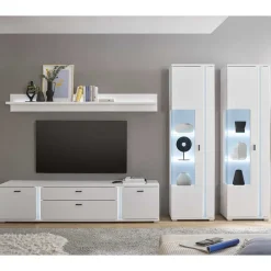 Outlet TV Wohnwandmöbel in Weiß Set - Tirol (vierteilig) Wohnwände