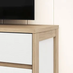 TV-Board in Weiß und Eiche Dekor - Ovidio Tv & Hifi-Möbel|Lowboards
