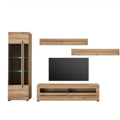 Sale TV-Wohnwand in Holzoptik foliert - Brocus (vierteilig) Wohnwände