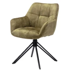 Outlet Velours Armlehnenstuhl in Oliv Grün - Sagavi (2er Set) Stühle