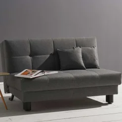 Velours Bettcouch in Grau - Daylight Betten|Sofas