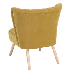 Velours Sessel in Maisgelb und Buche - Barack Sessel