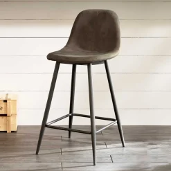 Vintage Barhocker mit Lehne Dorisa Kunstleder Taupe (2er Set) Hocker