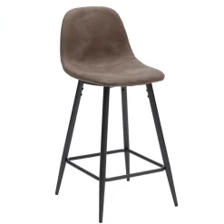 Vintage Barhocker mit Lehne Dorisa Kunstleder Taupe (2er Set) Hocker