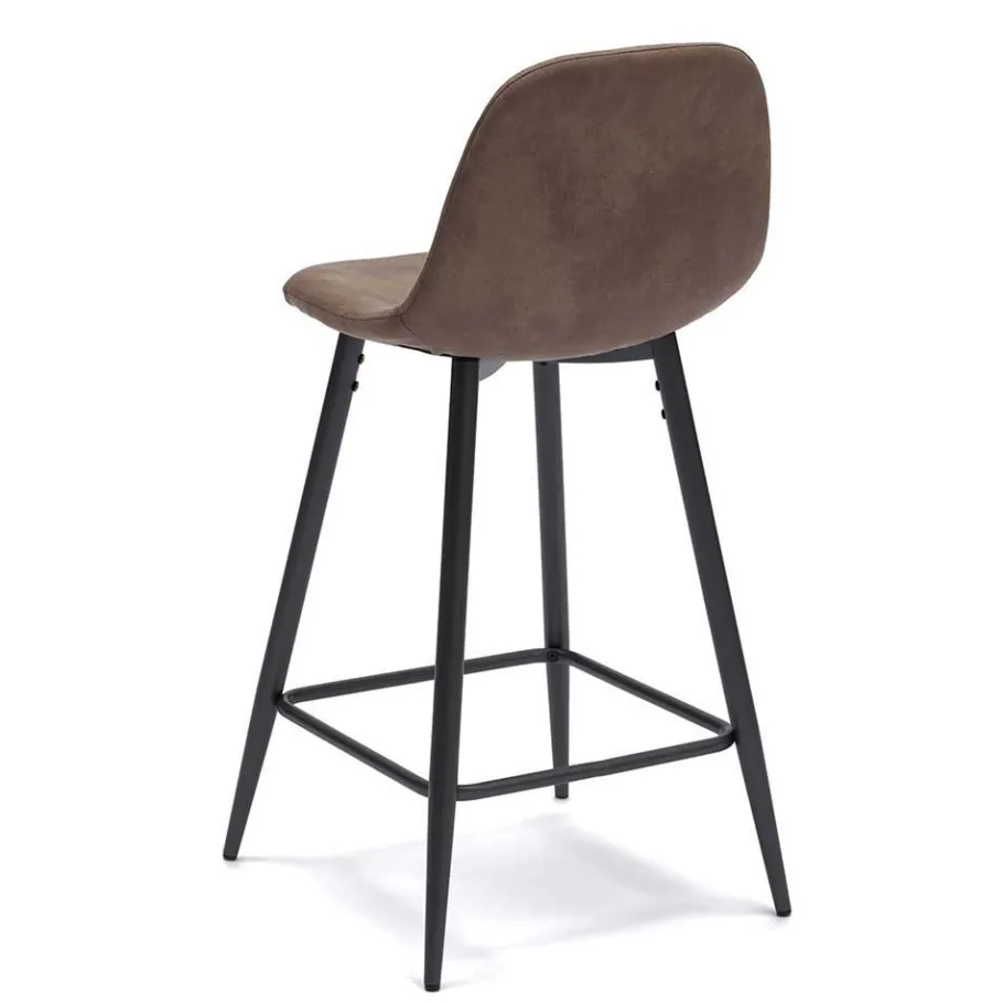 Vintage Barhocker mit Lehne Dorisa Kunstleder Taupe (2er Set) Hocker