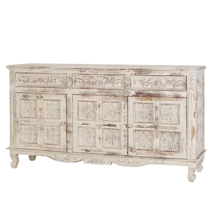 Sale Vintage Design Anrichte in Holz White Wash - Perolyn Sideboards