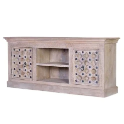 Vintage Design TV Kommode in White Wash - Uladan Tv & Hifi-Möbel