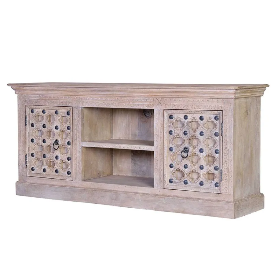 Vintage Design TV Kommode in White Wash - Uladan Tv & Hifi-Möbel