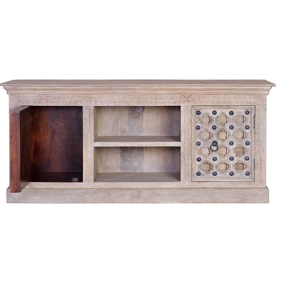 Vintage Design TV Kommode in White Wash - Uladan Tv & Hifi-Möbel