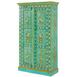 Vintage Holzschrank bunt bemalt - Lennlo Vitrinen