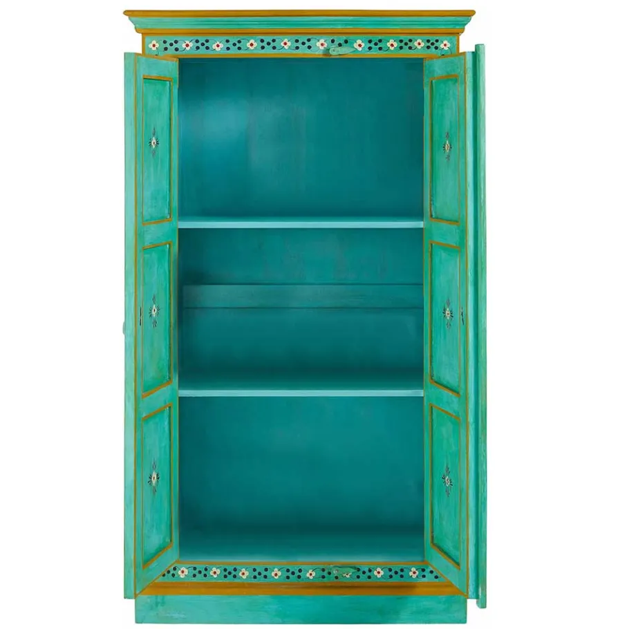 Vintage Holzschrank bunt bemalt - Lennlo Vitrinen