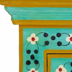 Vintage Holzschrank bunt bemalt - Lennlo Vitrinen