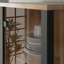 Vitrine in Fichte verwittert Dekor - Simeona Vitrinen