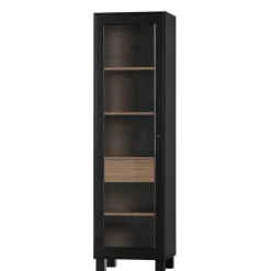 Vitrine in Schwarz & Walnuss Optik - Rabad Vitrinen