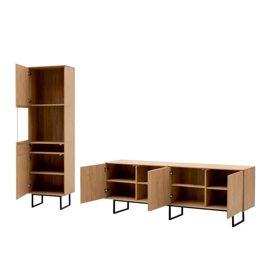 Clearance Vitrine und TV-Board Set - Jaskin (zweiteilig) Wohnwände