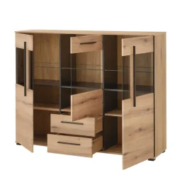 Online Vitrinen-Highboard in Eiche Holzoptik - Brocus Kommoden