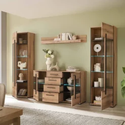 Online Vitrinenkombination und Wandboard Set - Brocus (vierteilig) Wohnwände