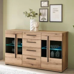 Online Vitrinenkombination und Wandboard Set - Brocus (vierteilig) Wohnwände