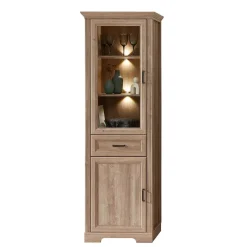 Vitrinenschrank in Eiche Optik mit LED - Barack Vitrinen