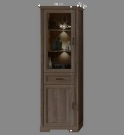 Vitrinenschrank in Eiche Optik mit LED - Barack Vitrinen