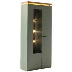 Vitrinenschrank in Graugrün - Kwin Vitrinen