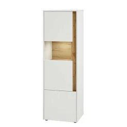 Vitrinenschrank in Weiß & Wildeiche Dekor - Nonessia Vitrinen