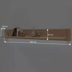 Best Wandboard in 180cm Breite Pontros mit Eiche Bianco Furnier Regale