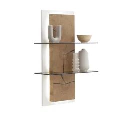 Wandregal mit zwei braunen Parsol Glasablagen - Yordyn Regale