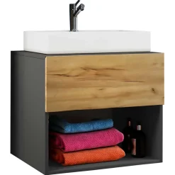 Waschkonsole in Wildeiche Honig & Anthrazit - Effect Schränke