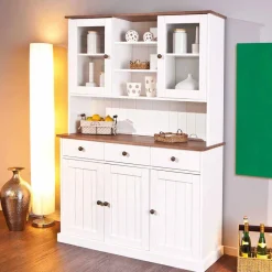 Weiß Brauner Buffetschrank aus Kiefernholz - Vatina Kommoden