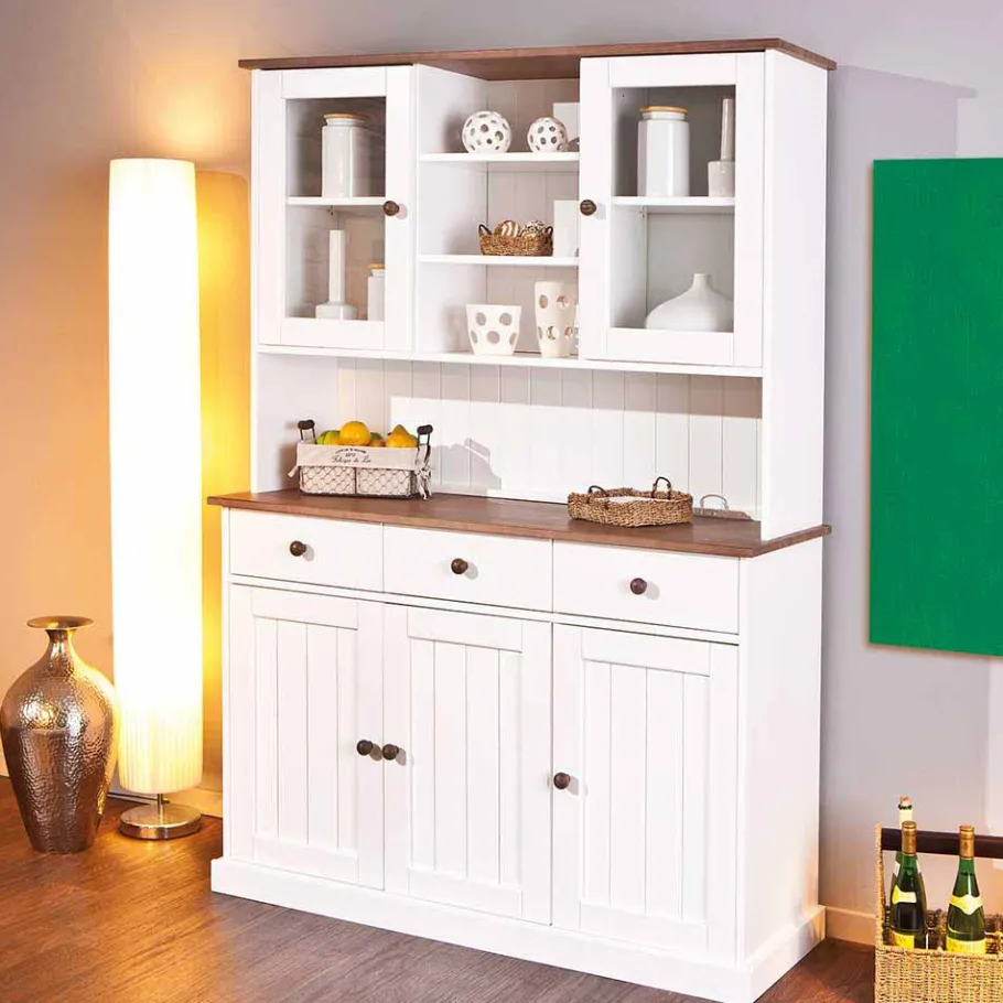 Weiß Brauner Buffetschrank aus Kiefernholz - Vatina Kommoden