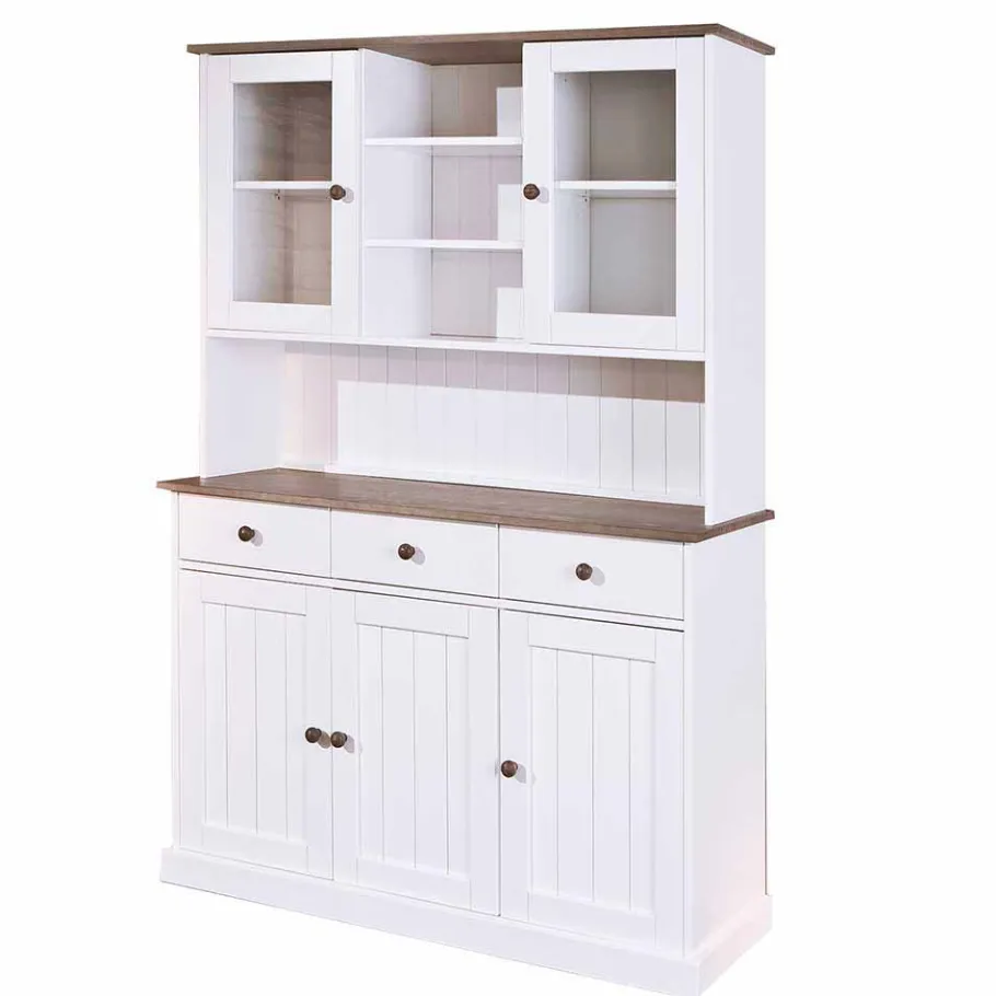 Weiß Brauner Buffetschrank aus Kiefernholz - Vatina Kommoden