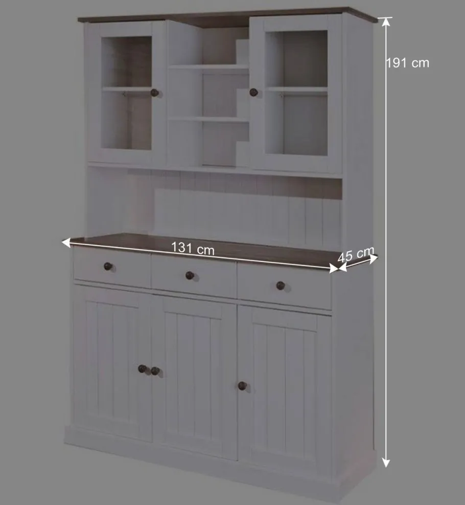 Weiß Brauner Buffetschrank aus Kiefernholz - Vatina Kommoden
