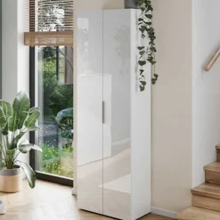 Hot Weiße Flureinrichtung mit Glasbeschichtung - Kofi (fünfteilig) Garderoben