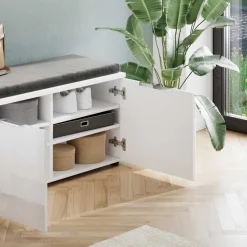 Hot Weiße Flureinrichtung mit Glasbeschichtung - Kofi (fünfteilig) Garderoben