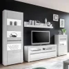 Outlet Weiße Hochglanzmöbel für das Wohnzimmer Mextra optional mit LED (vierteilig) Wohnwände