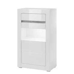 Outlet Weiße Hochglanzmöbel für das Wohnzimmer Mextra optional mit LED (vierteilig) Wohnwände