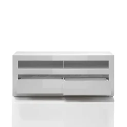 Outlet Weiße Hochglanzmöbel für das Wohnzimmer Mextra optional mit LED (vierteilig) Wohnwände