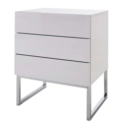 Best Weiße Nachtkommode mit Bügelgestell Chrom Munarula 50x60x40 cm Kommoden