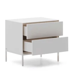 Outlet Weiße Nachtkommode mit zwei Schubladen - Dresconio Kommoden