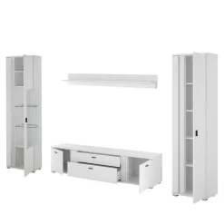 Weiße TV Anbauwand Möbelset - Tirol (vierteilig) Wohnwände