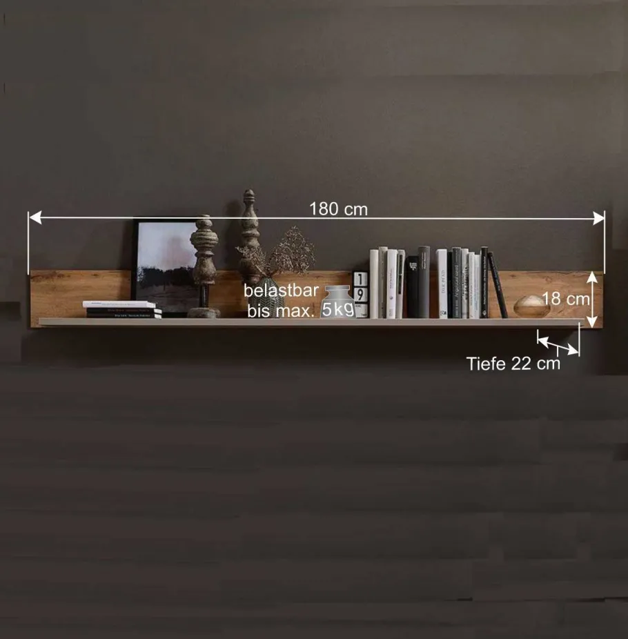 Best Weiße Wohnwand Lisepio mit Eichen-Elementen (vierteilig) Wohnwände