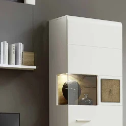 Best Weiße Wohnwand Lisepio mit Eichen-Elementen (vierteilig) Wohnwände