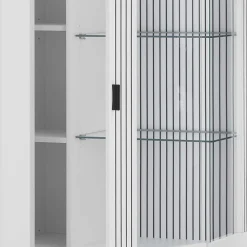 Weiße Wohnzimmerschränke & Wandboard im Set - Dualkos (vierteilig) Wohnwände