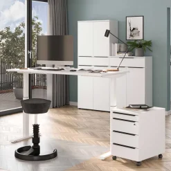 Weißer Bürotisch manuell höhenverstellbar - Sparkle Tische