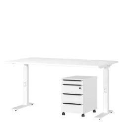 Weißer Bürotisch manuell höhenverstellbar - Sparkle Tische