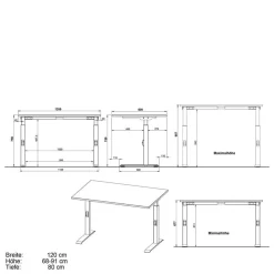 Weißer Bürotisch manuell höhenverstellbar - Sparkle Tische